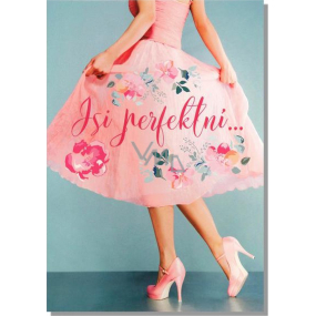 Albi Hrací přání do obálky Z lásky Růžové retro šaty Pretty Woman 14,8 x 21 cm