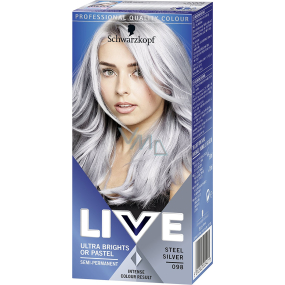 Schwarzkopf Live Ultra Brights or Pastel barva na vlasy 098 Steel Silver 50 ml