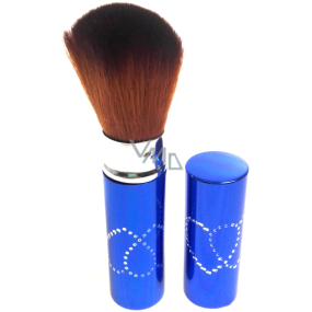 Kosmetický štětec se syntetickými štětinami na pudr s krytkou modrý 11 cm 30450-06