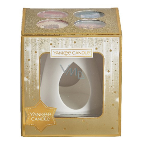 Yankee Candle Zledovatělý modrý smrk + Zimní zázrak + Perník s polevou vonný vosk do aromalampy 22 g x 4 kusy + aromalampa vánoční dárková sada
