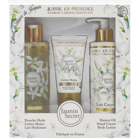 Jeanne en Provence Jasmin Secret - Tajemství Jasmínu krém na ruce 75 ml + tělové mléko 250 ml + sprchový olej 250 ml, kosmetická sada