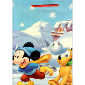 Ditipo Dárková papírová taška 26,4 x 12 x 32,4 cm Disney Mickey Mouse a Pluto na bruslích