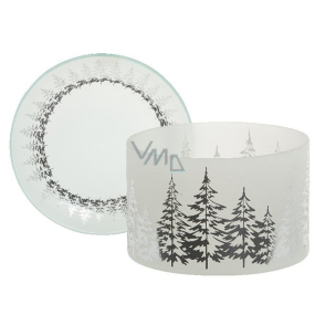 Yankee Candle Winter Trees - Zimní stromy stínítko velké + talíř velký na střední a velkou vonnou svíčku Classic 10 x 15 cm (stínítko) 15 x 15 cm (talíř)