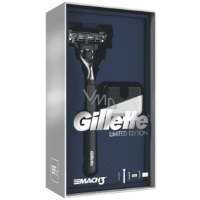 Gillette Mach3 holicí strojek s černou rukojetí + stojan na holicí strojek, kosmetická sada, pro muže