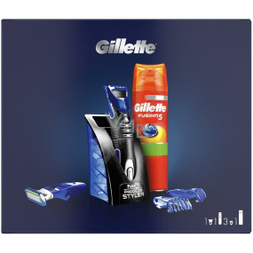 Gillette Styler Víceúčelový holicí strojek + nástavce 3 kusy + Fusion5 Ultra Sensitive gel na holení 200 ml + stojánek, kosmetická sada pro muže