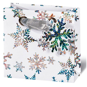 BSB Luxusní dárková papírová taška 23 x 9 x 9 cm Vánoční Krystaly ledu Vip LDT 370-CD