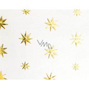 Zoewie Dárkový balicí papír 70 x 150 cm Vánoční Luxusní White Christmas přírodní zlaté hvězdičky