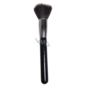 Kosmetický štětec na pudr černo-bílý vlas černá rukojeť 18,5 cm