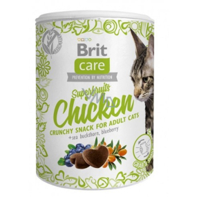 Brit Care Cat Snack Křupavý kuřecí pamlsek s rakytníkem a borůvkami doplňkové krmivo pro dospělé kočky 100 g