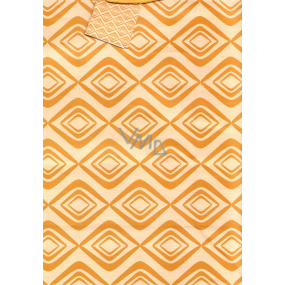 Nekupto Dárková papírová taška 32,5 x 26 x 13 cm Oranžové vzory 1625 01 KFL