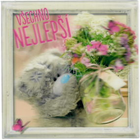 Me to You Blahopřání do obálky 3D Medvěd s pugétem květin 15,5 x 15,5 cm