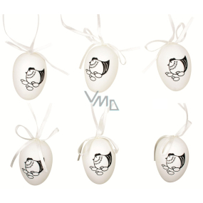 Vajíčka plastová na zavěšení 6 cm, 6 kusů v sáčku