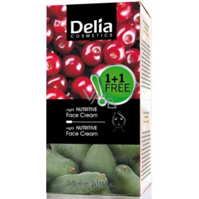 Delia Cosmetics Fruit Fantasy Avokádo výživný noční krém pro suchou a normální pleť 50 ml + Višeň výživný noční krém pro mastnou a smíšenou pleť 50 ml, duopack