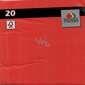 Fasana Papírové ubrousky 3 vrstvé 33 x 33 cm 20 kusů barevné červené