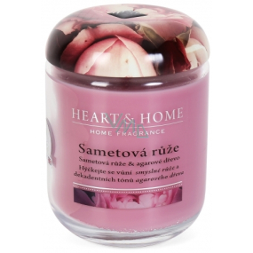 Heart & Home Sametová růže Sojová vonná svíčka velká hoří až 70 hodin 340 g