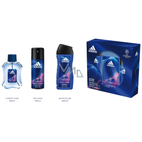 Adidas UEFA Champions League Victory Edition toaletní voda pro muže 100 ml + deodorant sprej 150 ml + sprchový gel 250 ml, dárková sada
