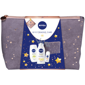Nivea Q10 Firming Care Q10 + vitamín C zpevňující tělové mléko 400 ml + Care & Star Fruit sprchový gel 250 ml + Stress Protect kuličkový antiperspirant 50 ml + taška, kosmetická sada