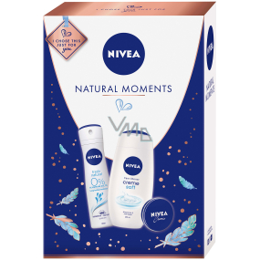 Nivea Natural Moments Creme Soft sprchový gel 250 ml + Fresh Natural deodorant sprej pro ženy 150 ml + krém 30 ml, kosmetická sada