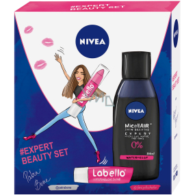 Nivea Expert Beauty MicellAir micelarní voda pro ženy 200 ml + Labello Pink balzám na rty v tužce 3 g + Labello Watermelon balzám na rty 4,8 g, kosmetická sada