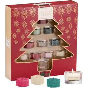 Yankee Candle čajová svíčka 10 kusů + svícen skleněný 1 kus, vánoční dárková sada