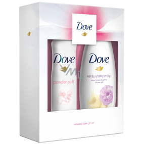 Dove Sweet Cream Smetana & Pivoňka sprchový gel pro ženy 250 ml + Powder Soft deodorant antiperspirant sprej pro ženy 150 ml, kosmetická sada