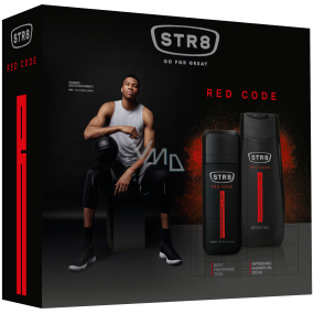 Str8 Red Code parfémovaný deodorant sklo pro muže 75 ml + sprchový gel 250 ml, kosmetická sada