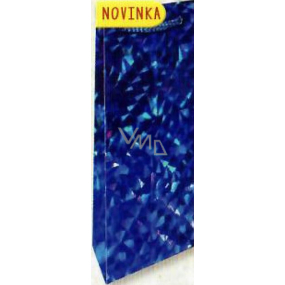 Nekupto Dárková papírová taška hologram na láhev 33 x 10 x 9 cm Modrá 122 40 THLH