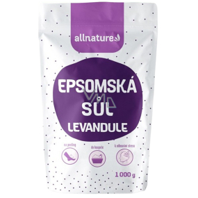 Allnature Epsomská sůl Hořčík, Síran a Levandule do koupele uvolňuje svaly, odbourává stres, detoxikuje organismus 1000 g