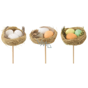 Hnízdo s vejci 5,5 cm + špejle různé barvy 1 kus