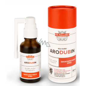 Aromatica Dr. Rukavička Arodubin bylinná tinktura s výtažkem z dubové kůry a směsi deseti bylin, podporující normální funkci dýchacího systému, širokospektrální sprej, doplněk stravy 30 ml