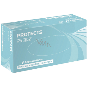 Sempermed Protects Hygienic Vinyl clear Rukavice jednorázové, bez pudru, čiré, vinylové, velikost L, box 100 kusů