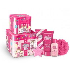 Grace Cole Big Top mycí gel 50 ml + tělový krém 50 ml + pěna do koupele 50 ml + šumivá koule do koupele 50 g + nylonová mycí žínka pro děti, kosmetická sada
