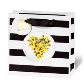 BSB Luxusní dárková papírová taška 145 x 15 x 6 cm Golden Glitter Srdce LDT 409 - CD
