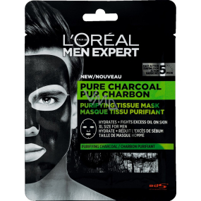 Loreal Paris Men Expert Pure Charcoal čisticí textilní pleťová maska pro muže 30 g