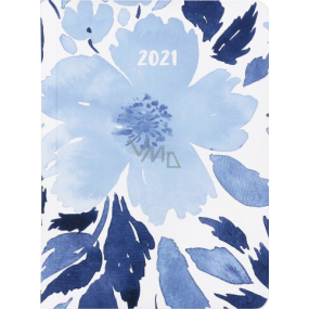 Albi Diář 2021 týdenní Modré květy 17 x 12,5 x 1,2 cm