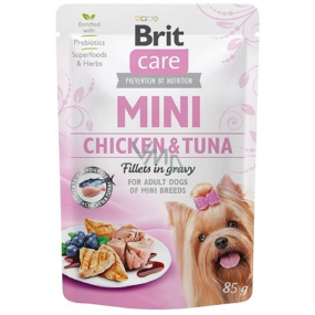 Brit Care Mini Chicken & Tuna Fillets In Gravy kompletní superprémiové krmivo pro dospělé psy mini plemen kapsička 85 g