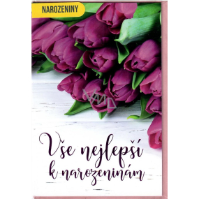Nekupto Přání k narozeninám Fialové tulipány 115 x 170 mm 3563 G