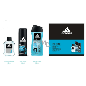 Adidas Ice Dive voda po holení 50 ml + sprchový gel 250 ml + deodorant sprej 150 ml, kosmetická sada