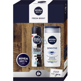 Nivea Men Fresh Boost antiperspirant deodorant sprej 150 ml + sprchový gel 250 ml + krém 30 ml, kosmetická sada pro muže