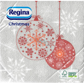 Regina Papírové ubrousky 1 vrstvé 33 x 33 cm 20 kusů Vánoční Šedé-dvě baňky