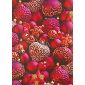 Ditipo Dárkový balicí papír 70 x 200 cm Vánoční červený červené baňky