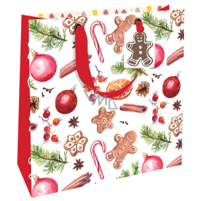 Nekupto Dárková papírová taška luxusní 23 x 23 cm Vánoční perníčky WLIM 1975