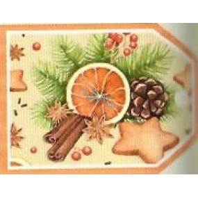 Nekupto Vánoční kartičky na dárky Pomeranč, skořice, perníčky, šiška 5,5 x 7,5 cm 6 kusů