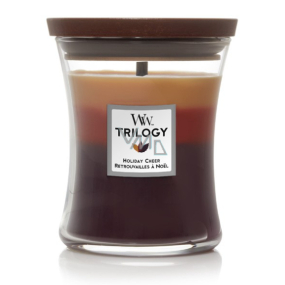 WoodWick Trilogy Holiday Cheer - Sváteční radost vonná svíčka s dřevěným knotem a víčkem sklo střední 275 g