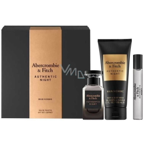 Abercrombie & Fitch Authentic Night Man toaletní voda pro muže 100 ml + sprchový gel 200 ml + toaletní voda 15 ml, dárková sada