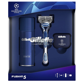 Gillette Fusion5 holící strojek + náhradní hlavice 1 kus + gel na holení 75 ml + krytka, kosmetická sada, pro muže