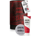 Hawkins & Brimble krém na holení 100 ml + balzám po holení 125 ml + plechový box, kosmetická sada pro muže