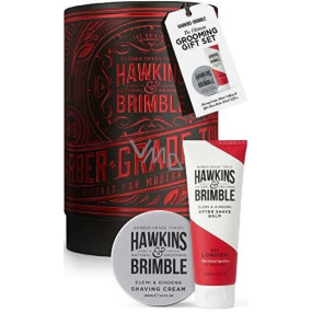 Hawkins & Brimble krém na holení 100 ml + balzám po holení 125 ml + plechový box, kosmetická sada pro muže