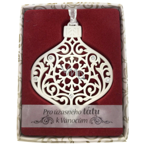 Albi Vánoční ornament s krystaly Swarovski na zavěšení s popisem - Pro úžasného tátu k Vánocům, cca 7 x 8 cm
