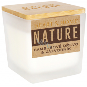 Heart & Home Nature Bambusové dřevo a zázvorník vonná svíčka malá sklo, doba hoření až 20 hodin 90 g